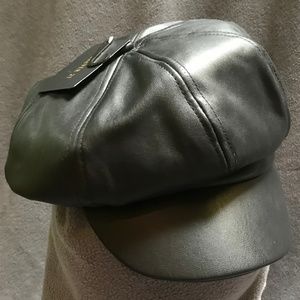 Faux leather cabby hat